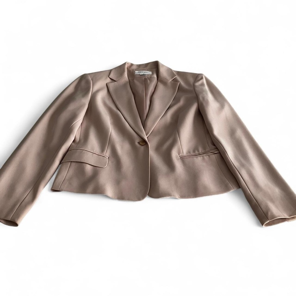 Calvin Klein blush pink Cropped Blazer with Classic Lapel